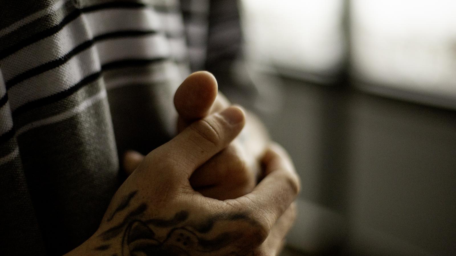 Close-up of a young person's hands